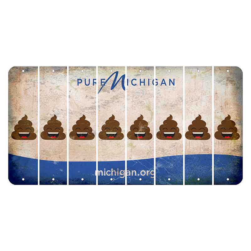 Michigan.org Cut License Plate Strips (Set of 8) Emoji - Poop