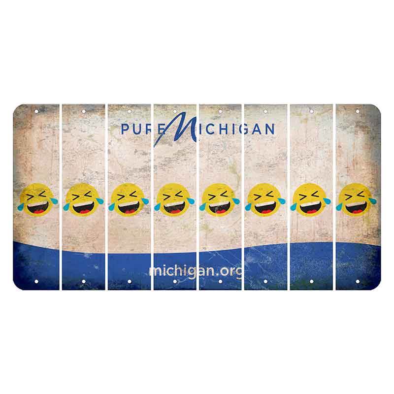 Michigan.org Cut License Plate Strips (Set of 8) Emoji - Laughing