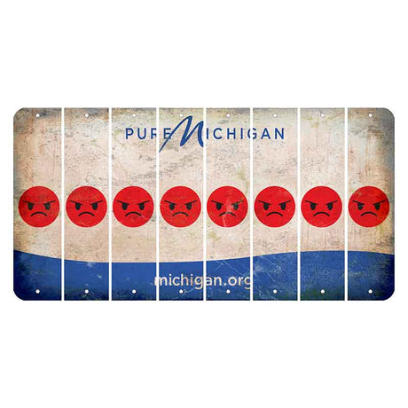 Michigan.org Cut License Plate Strips (Set of 8) Emoji - Angry