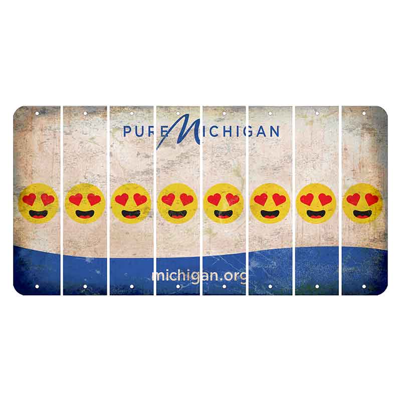 Michigan.org Cut License Plate Strips (Set of 8) Emoji - Heart Eyes