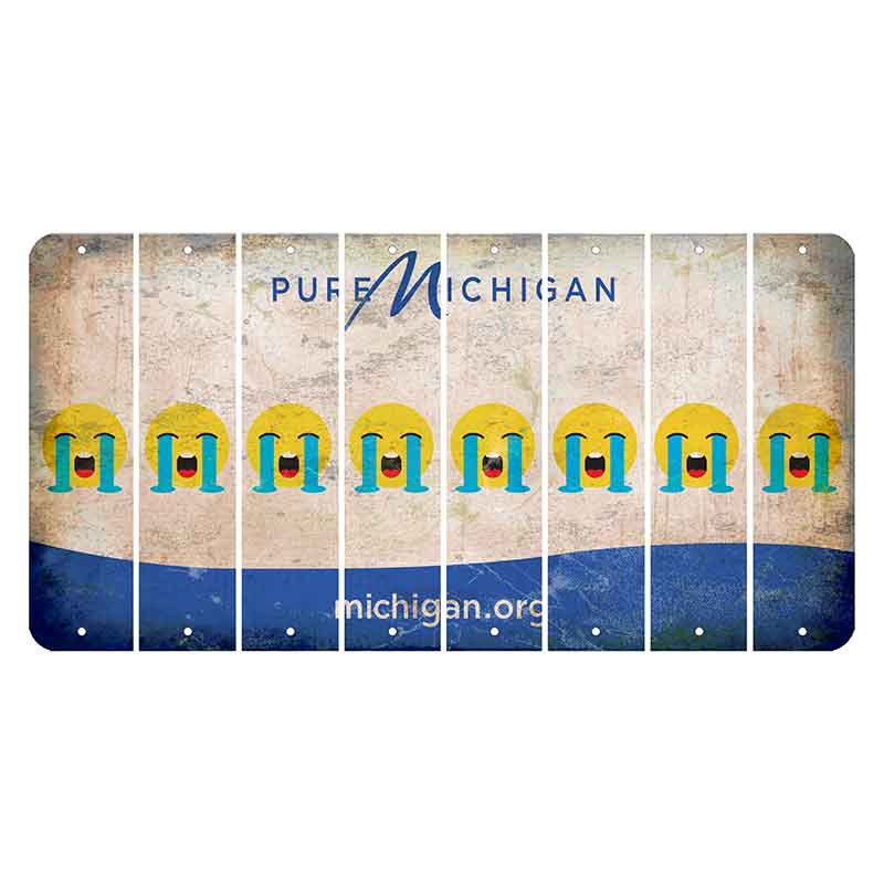 Michigan.org Cut License Plate Strips (Set of 8) Emoji - Crying