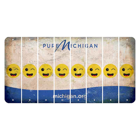 Michigan.org Cut License Plate Strips (Set of 8) Emoji - Winking