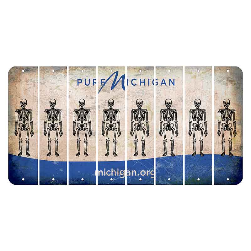 Michigan.org Cut License Plate Strips (Set of 8) Skeleton