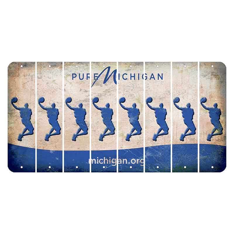 Michigan.org Cut License Plate Strips (Set of 8) Basketball Player