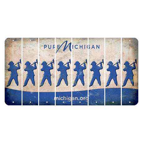 Michigan.org Cut License Plate Strips (Set of 8) Fireman with Axe