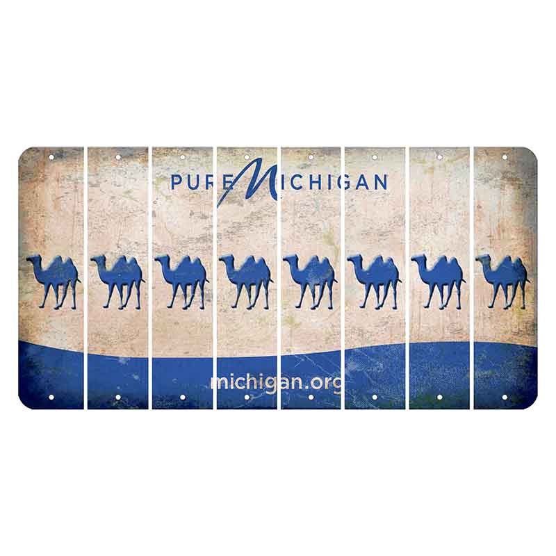 Michigan.org Cut License Plate Strips (Set of 8) Camel