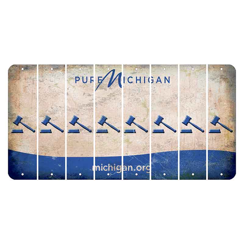Michigan.org Cut License Plate Strips (Set of 8) Gavel