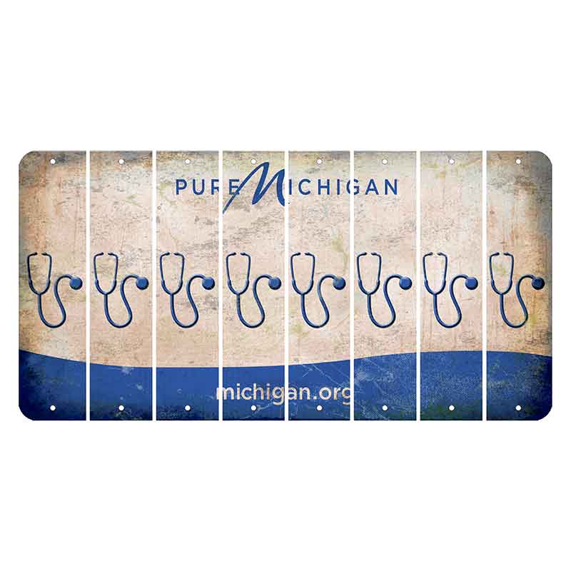 Michigan.org Cut License Plate Strips (Set of 8) Stethoscope