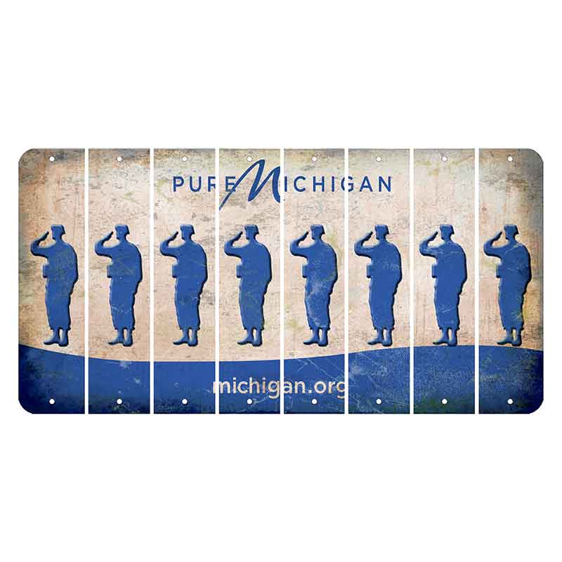 Michigan.org Cut License Plate Strips (Set of 8) Soldier - Saluting