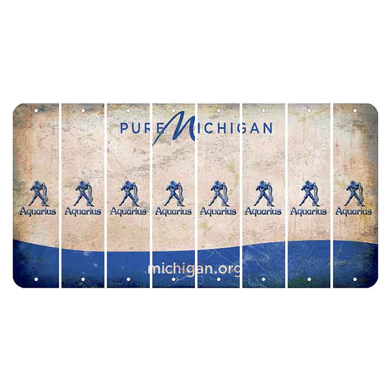 Michigan.org Cut License Plate Strips (Set of 8) Zodiac Sign - Aquarius