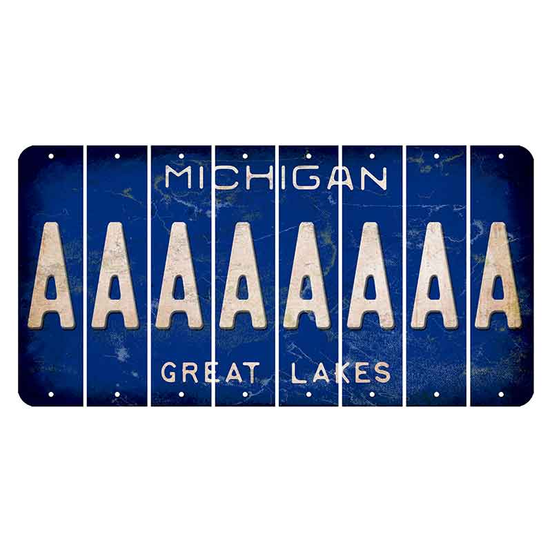 Michigan Blue Great Lakes Cut License Plate Strips (Set of 8) A