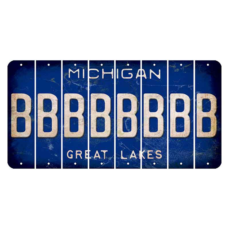 Michigan Blue Great Lakes Cut License Plate Strips (Set of 8) B