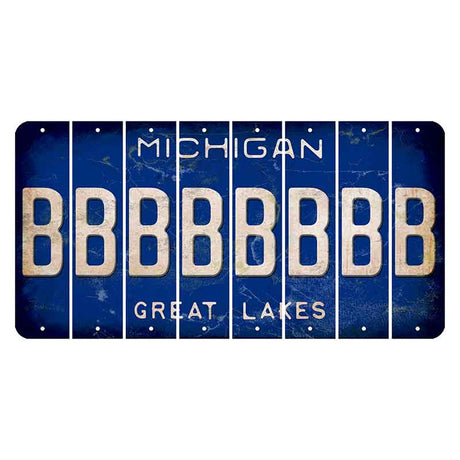 Michigan Blue Great Lakes Cut License Plate Strips (Set of 8) B