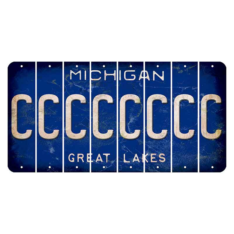 Michigan Blue Great Lakes Cut License Plate Strips (Set of 8) C