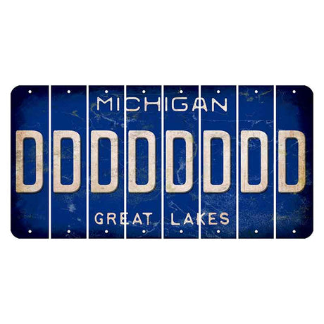 Michigan Blue Great Lakes Cut License Plate Strips (Set of 8) D