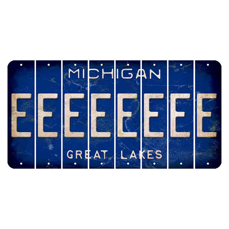 Michigan Blue Great Lakes Cut License Plate Strips (Set of 8) E