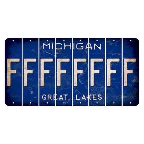 Michigan Blue Great Lakes Cut License Plate Strips (Set of 8) F