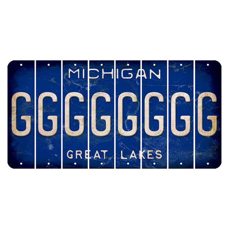 Michigan Blue Great Lakes Cut License Plate Strips (Set of 8) G