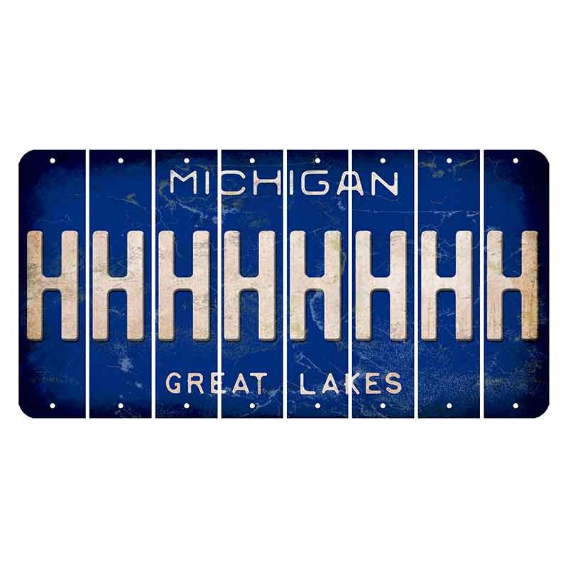 Michigan Blue Great Lakes Cut License Plate Strips (Set of 8) H