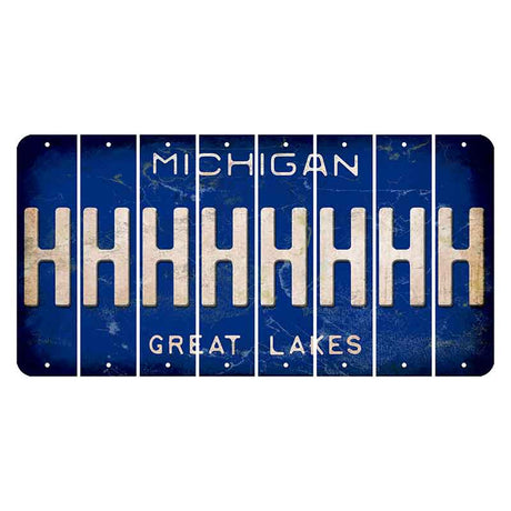 Michigan Blue Great Lakes Cut License Plate Strips (Set of 8) H