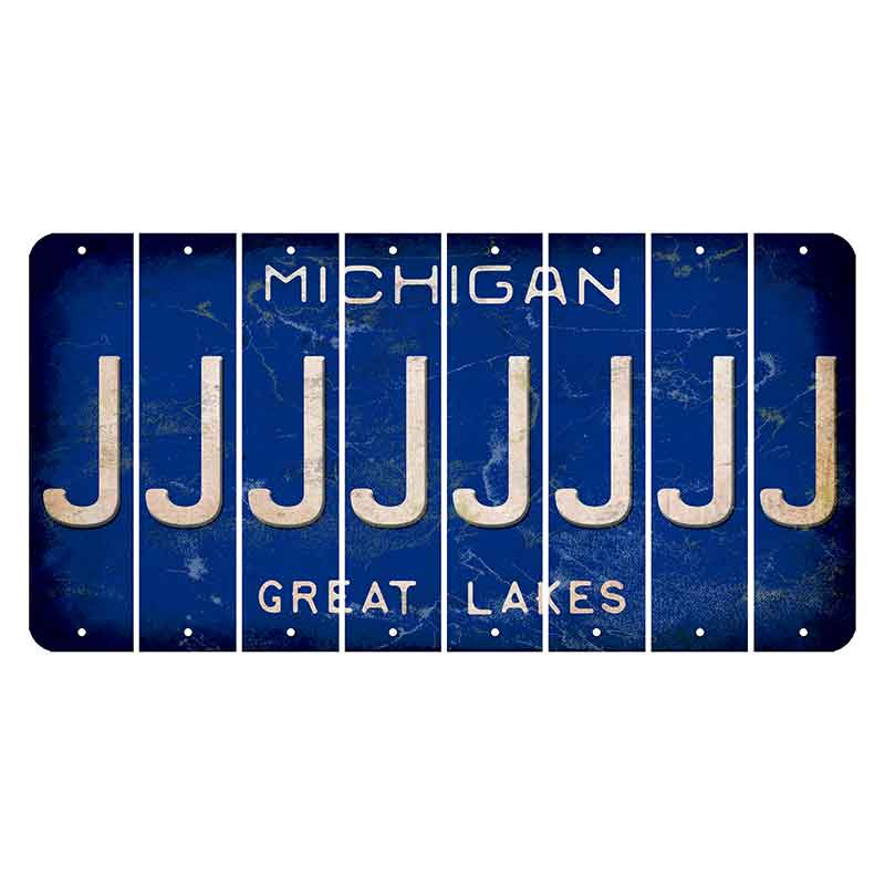 Michigan Blue Great Lakes Cut License Plate Strips (Set of 8) J