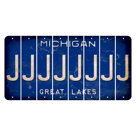 Michigan Blue Great Lakes Cut License Plate Strips (Set of 8) J