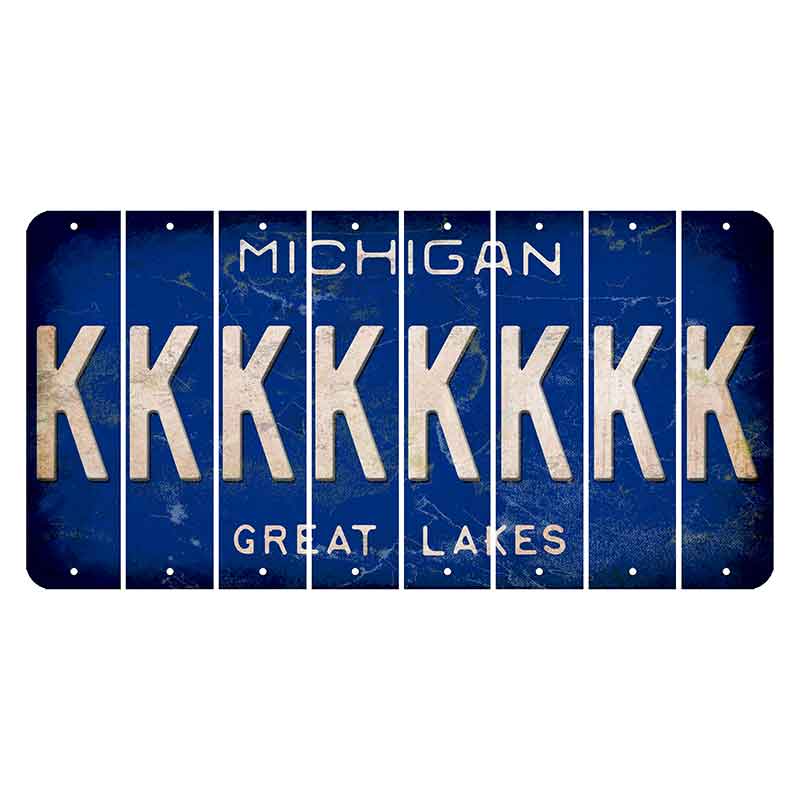 Michigan Blue Great Lakes Cut License Plate Strips (Set of 8) K