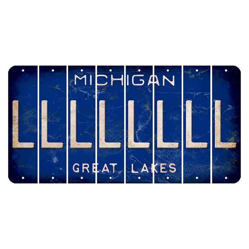 Michigan Blue Great Lakes Cut License Plate Strips (Set of 8) L