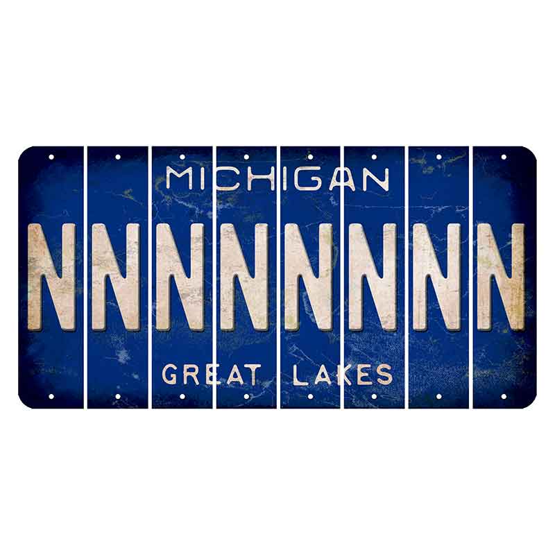 Michigan Blue Great Lakes Cut License Plate Strips (Set of 8) N