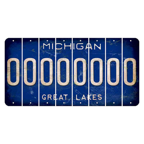 Michigan Blue Great Lakes Cut License Plate Strips (Set of 8) O