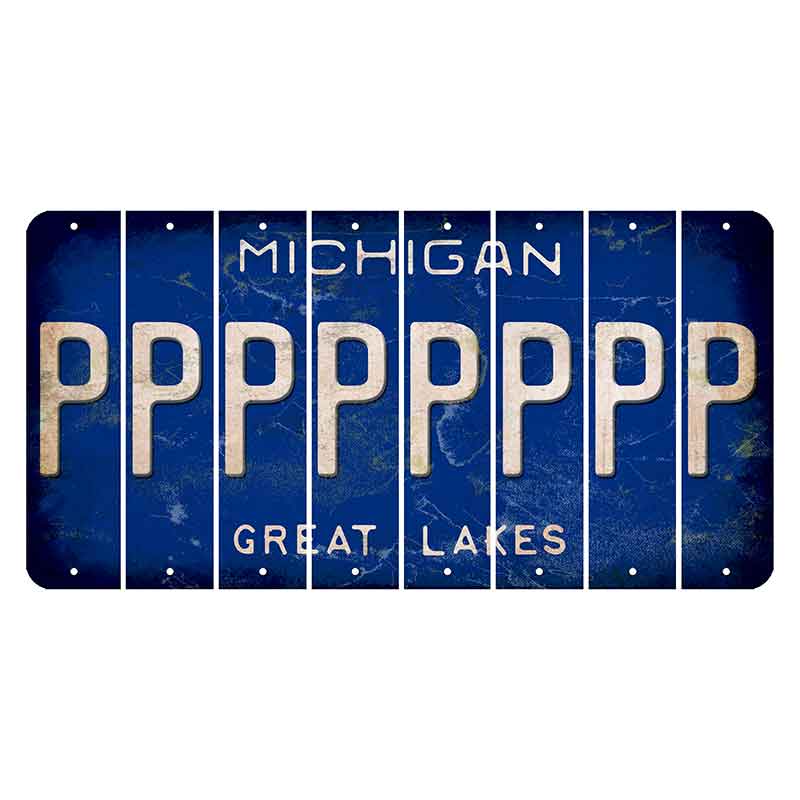 Michigan Blue Great Lakes Cut License Plate Strips (Set of 8) P