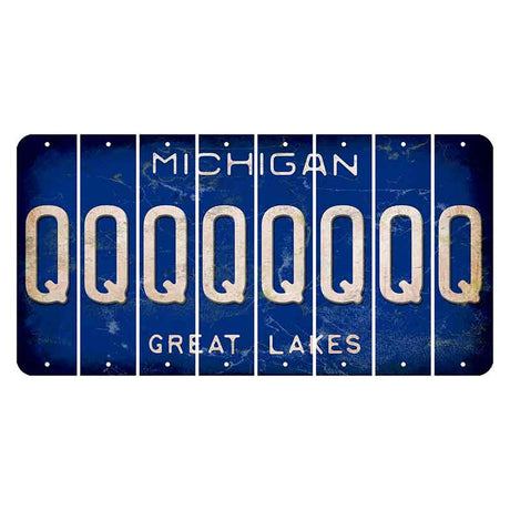 Michigan Blue Great Lakes Cut License Plate Strips (Set of 8) Q