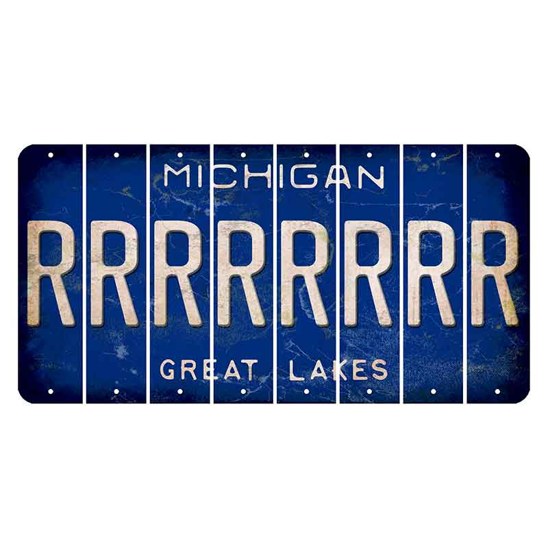 Michigan Blue Great Lakes Cut License Plate Strips (Set of 8) R