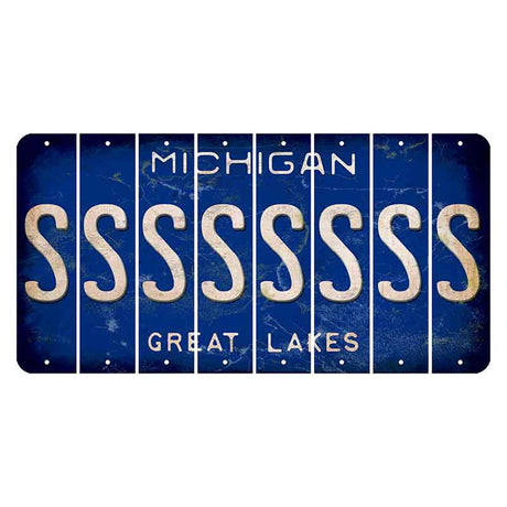 Michigan Blue Great Lakes Cut License Plate Strips (Set of 8) S