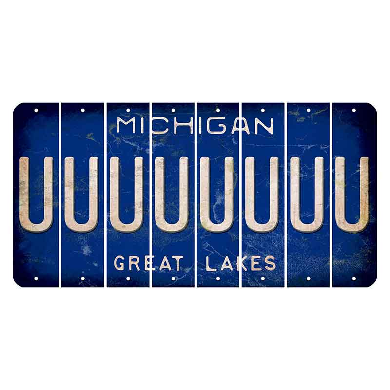 Michigan Blue Great Lakes Cut License Plate Strips (Set of 8) U