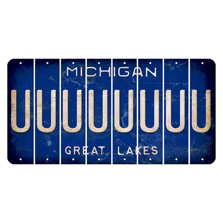 Michigan Blue Great Lakes Cut License Plate Strips (Set of 8) U