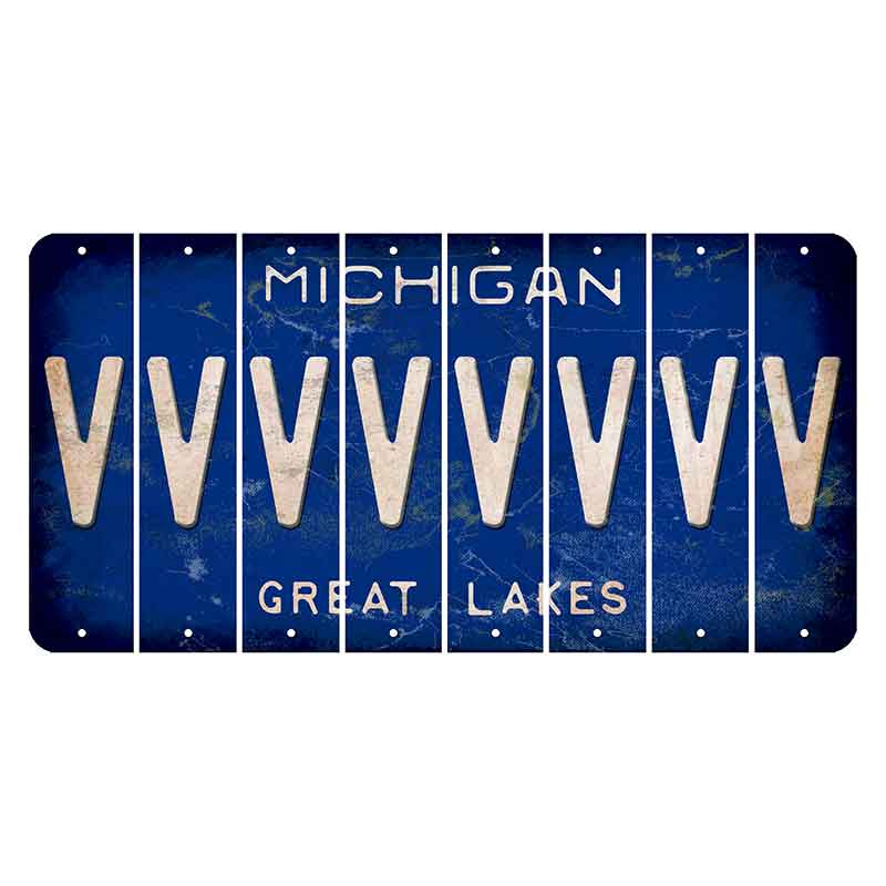 Michigan Blue Great Lakes Cut License Plate Strips (Set of 8) V