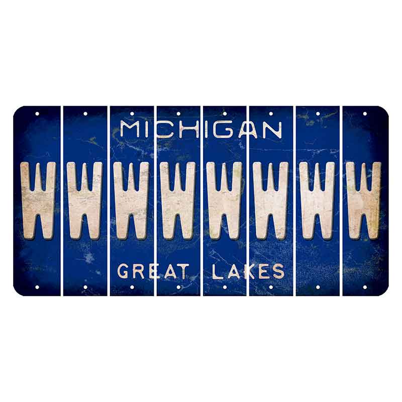 Michigan Blue Great Lakes Cut License Plate Strips (Set of 8) W