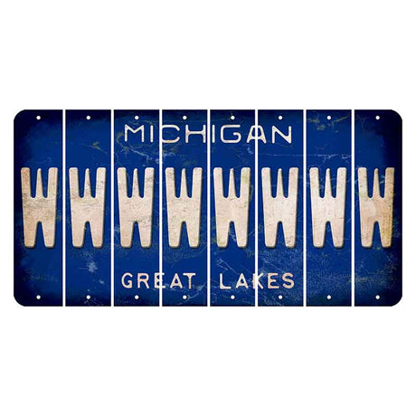 Michigan Blue Great Lakes Cut License Plate Strips (Set of 8) W