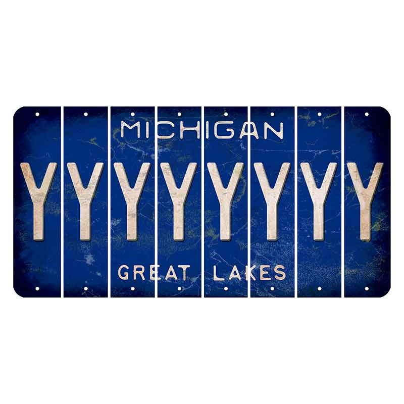 Michigan Blue Great Lakes Cut License Plate Strips (Set of 8) Y