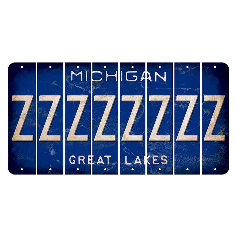 Michigan Blue Great Lakes Cut License Plate Strips (Set of 8) Z