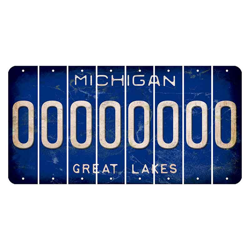 Michigan Blue Great Lakes Cut License Plate Strips (Set of 8)