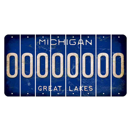 Michigan Blue Great Lakes Cut License Plate Strips (Set of 8)