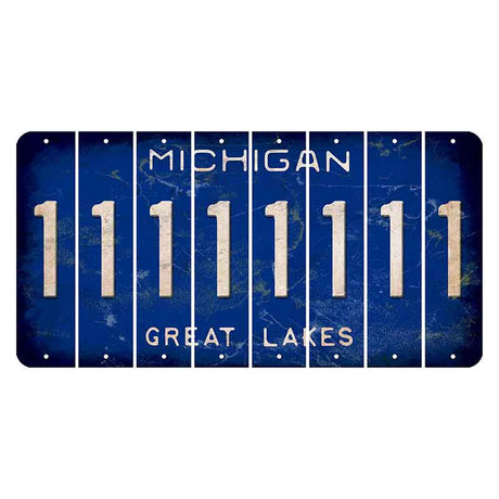 Michigan Blue Great Lakes Cut License Plate Strips (Set of 8) 1