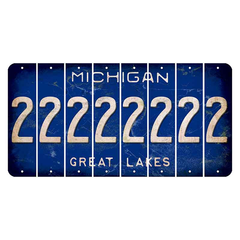 Michigan Blue Great Lakes Cut License Plate Strips (Set of 8) 2