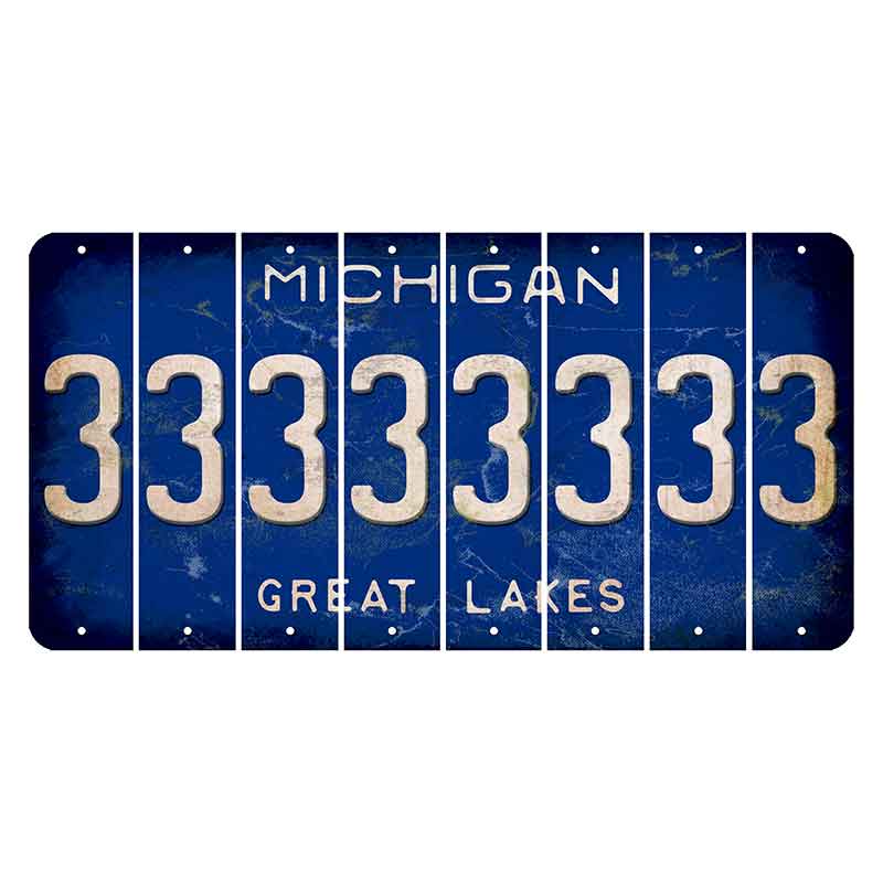 Michigan Blue Great Lakes Cut License Plate Strips (Set of 8) 3