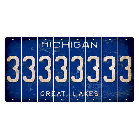 Michigan Blue Great Lakes Cut License Plate Strips (Set of 8) 3