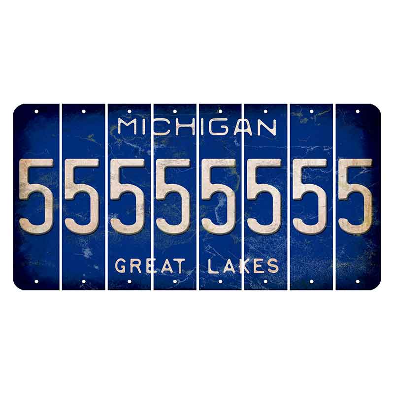 Michigan Blue Great Lakes Cut License Plate Strips (Set of 8) 5