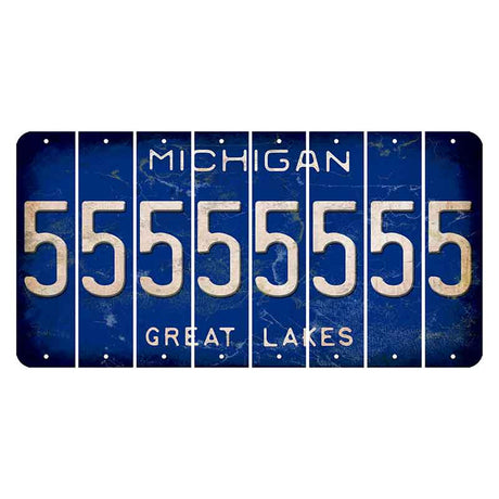 Michigan Blue Great Lakes Cut License Plate Strips (Set of 8) 5