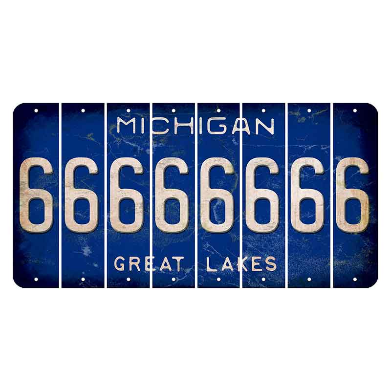 Michigan Blue Great Lakes Cut License Plate Strips (Set of 8) 6